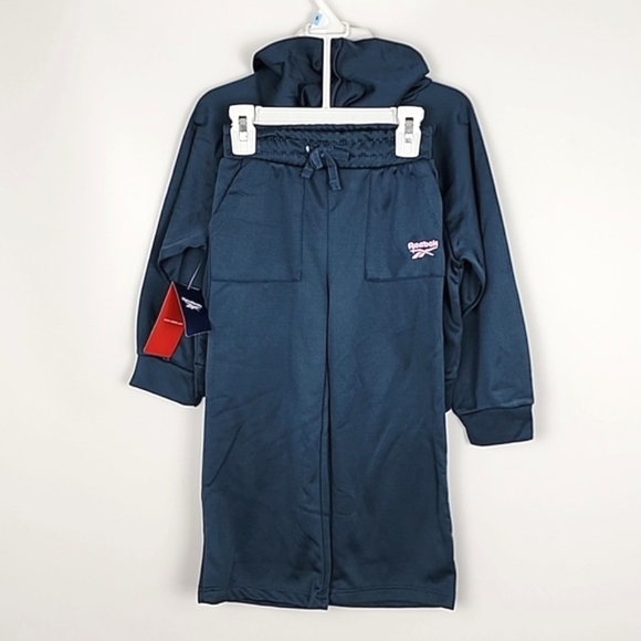 Reebok Youth Girls 2 Pc Set Matching Hoodie Sweatpants Hoops  Blue Teal Sz 4-5YA - Picture 2 of 10